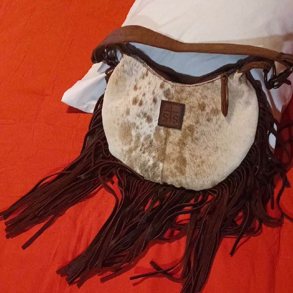 Stylish Brown and Cream Fringe Shoulder Bag